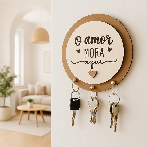 Porta-Chaves de Parede em MDF com 3 Ganchos – Organização e Decoração Moderna | Envio Rápido