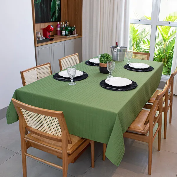 Toalha de Mesa Retangular Lisa 6 Lugares Cadeira 2,10x1,50m Texturatta Cozinha Buffet Festa Cozzilar