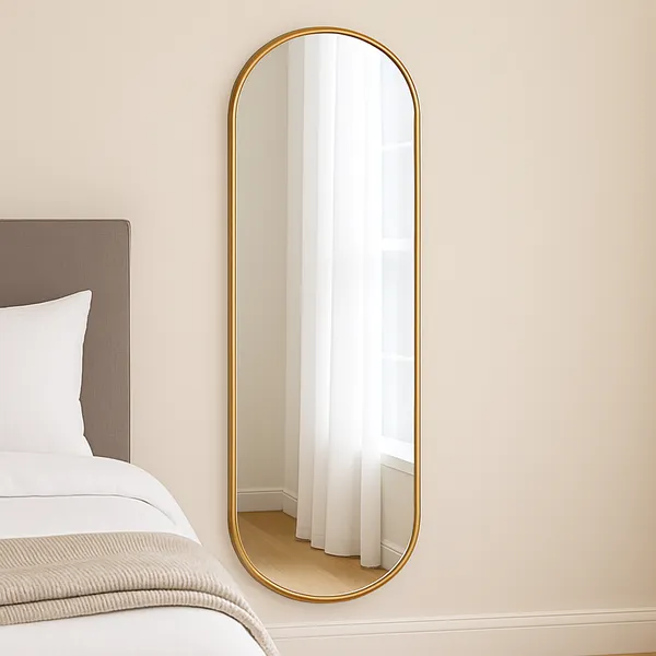Espelho Orgânico Oval grande, com moldura, 160x55cm