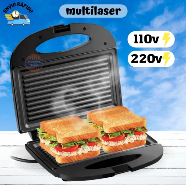 Sanduicheira e Grill Elétrica 750w Antiaderente Multilaser 110v / 127v / 220v Preta