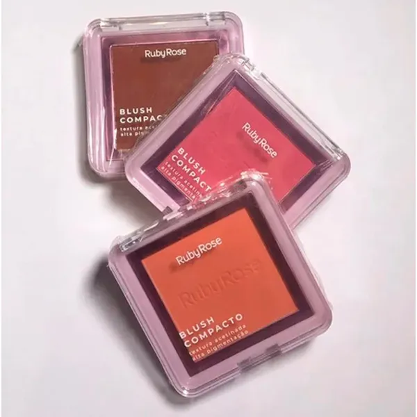 Blush Compacto Ruby Rose Textura Acetinada - Alta Pigmentação