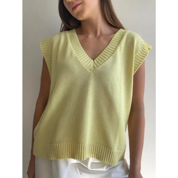 Colete Regata Tricot Gola V Canelada Coletinho Trico Verão Moda