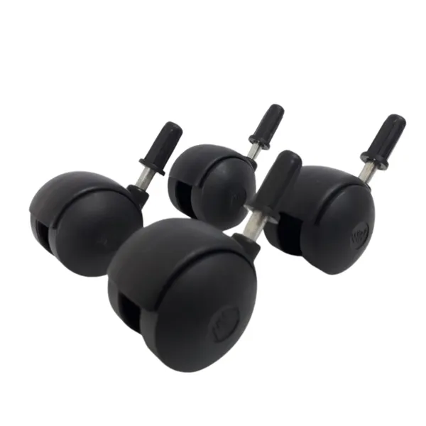 4 Rodinhas giratórias 40mm Pino 6mm preto Fruteira Gaveteiro + Bucha De 1/2