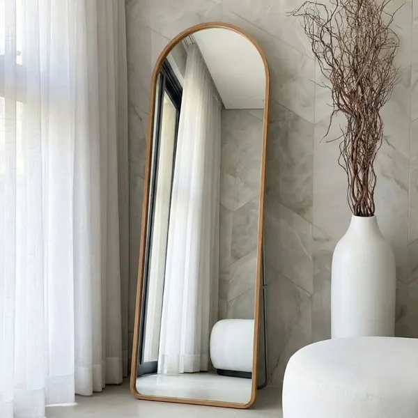 Espelho Grande de Chão Oval com Moldura em Aluminio Corpo Inteiro Casamento Quarto Casa Decorativo Vestir
