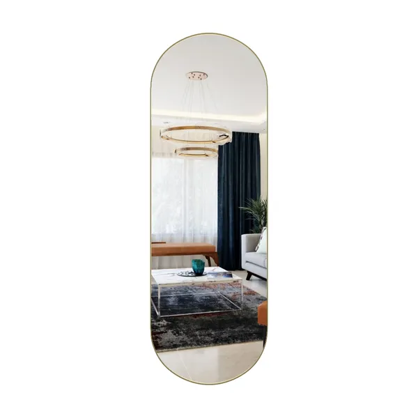 Espelho Oval 110x50 Grande Corpo Inteiro Com Moldura