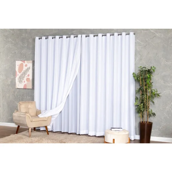 Cortina Voil Linho 4,00x2,30/2,50/2,60/2,70/2,80/2,90 Forro Microfibra Alto Padrão