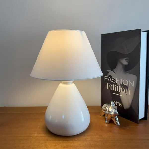 Abajur Luminária de Cerâmica Porcelana Gota Com Cúpula para Decoração Quarto Escritório Sala