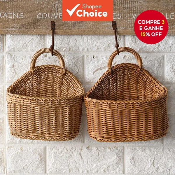 Cesta De Parede Tecida À Mão – Organizador Estilo Ins Para Frutas, Cozinha E Decoração De Casa