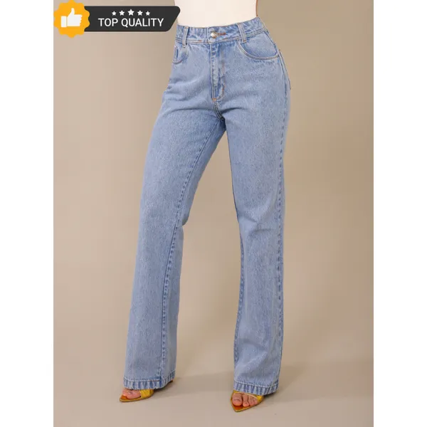 Calça Jeans Feminina Wide Leg Jeans Feminina Cintura Alta