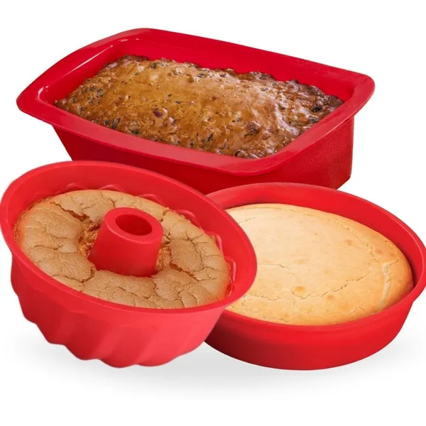 Kit 3 Formas de Silicone para Air Fryer, Freezer e Micro-ondas