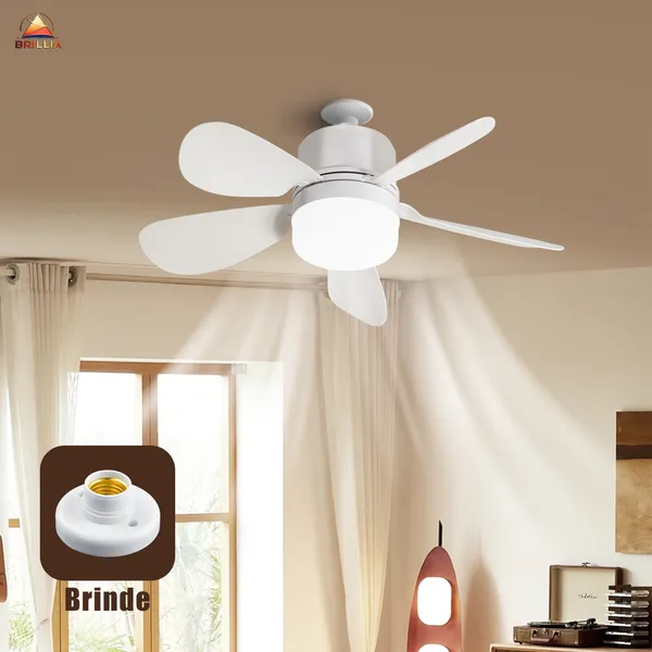 Ventilador de Teto com Luz para Pequenos Espaços Controle Remoto Instalação Fácil Silencioso Bivolt