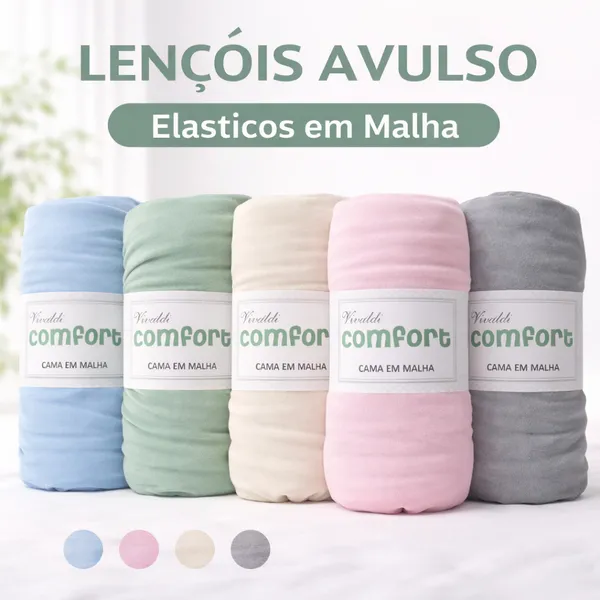 lençol Adulto Avulso  Solteiro, Casal, Queen e King com Elástico, 100% Algodão em Malha Macia