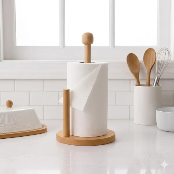 Suporte Porta Papel Toalha Bambu Organizador Cozinha Porta Rolo Papel Toalha