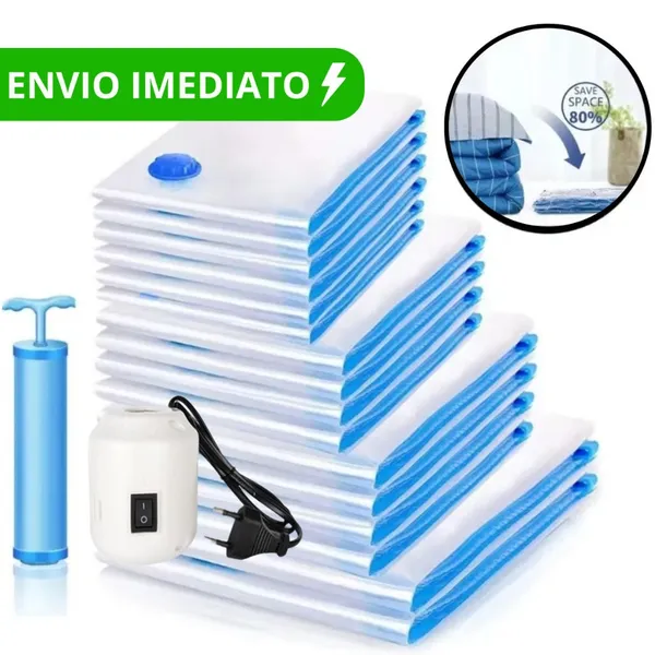 Kit de sacos a vácuo grande 110x70 com bomba elétrica