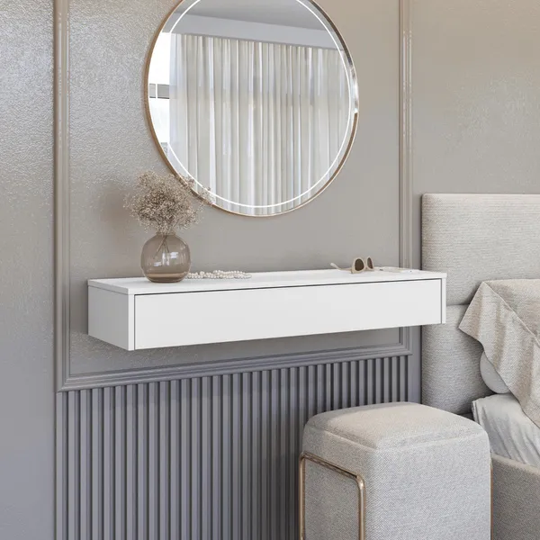 Penteadeira Com Gaveta 100CM Console Camaraim Corrediças Telecópica Multifuncional Suporta 15kg