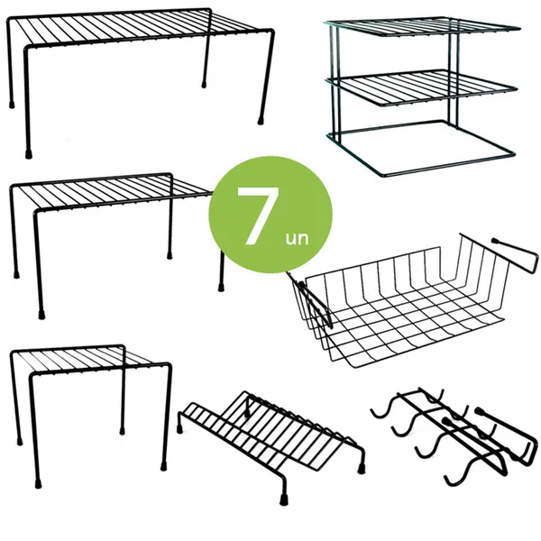 Kit 7 Organizador de Armário Cozinha Aço