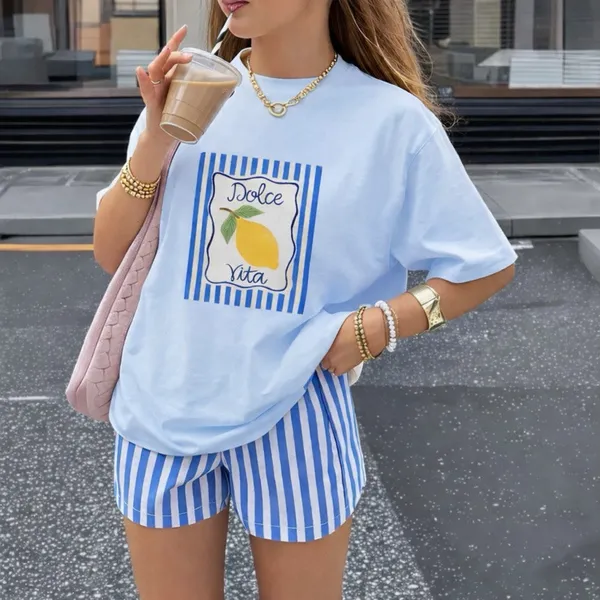Camiseta Feminina Dolce Vita Limão Oversized Algodão Premium