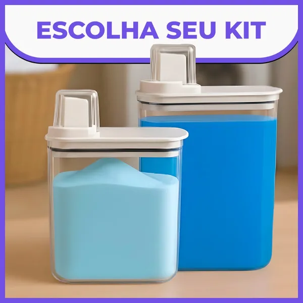 Kit Dispenser Organizador Lavanderia 2,3 litros + 1,5 Litros Acrílico (AMACIANTE, SABÃO)