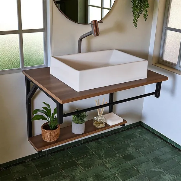 Armário de banheiro Industrial balcão de banheiro Estrutura em Metal com cuba