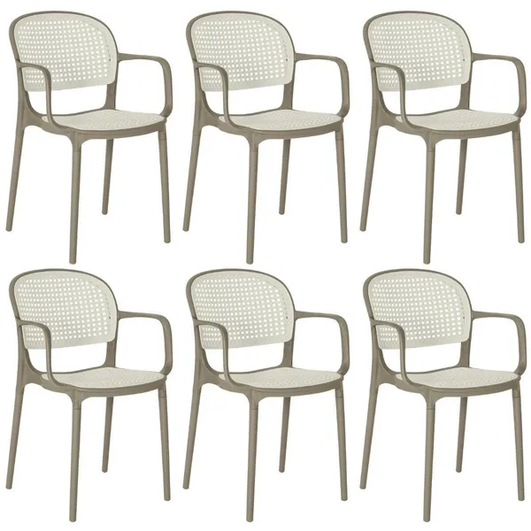 Kit 6 Cadeiras de Jantar Roma Prática com Braços para Sala e Cozinha