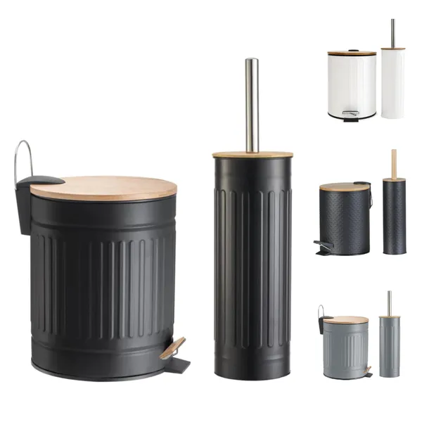 Kit Banheiro Lixeira 3L ou 5L Com Pedal Com Cesto Escova Sanitária Lavabo Vintage