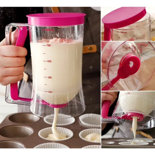 Jarra Dispenser Dosador Medidor de Massas 900ml p/ Cupcake Panqueca Waffle Crepe Bolo Confeitaria