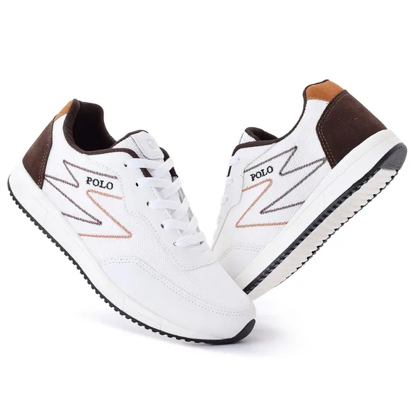 Tênis Sapatênis Casual Masculino Academia Esporte Branco Polo BF Shoes