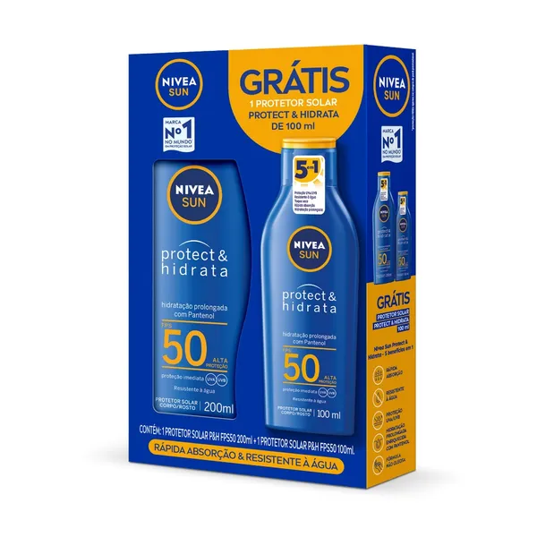 NIVEA Kit SUN Protect & Hidrata FPS 50 200ml + Protect & Hidrata FPS 50 100ml BBB 26