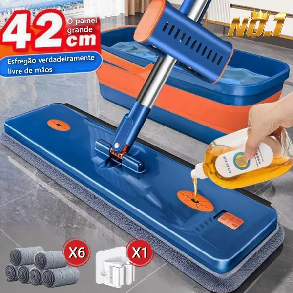 KIT 9  Conjunto De Esfregão E Balde Dobrável De Microfibra Com Raspador De Desaguamento S10