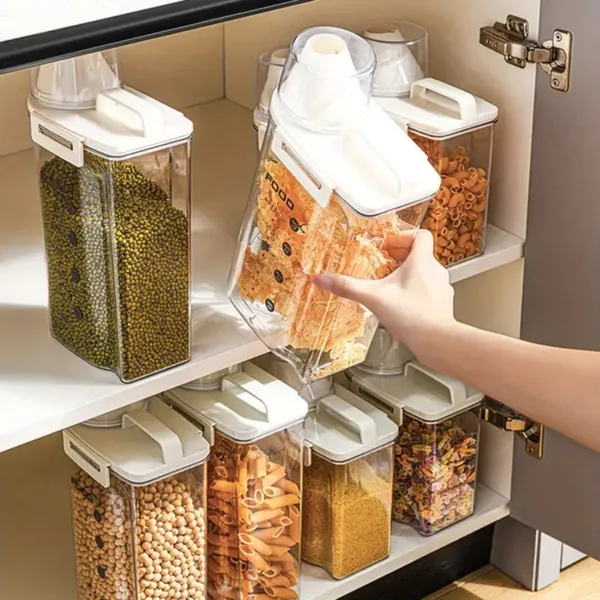 Pote Hermético com Copo Medidor Bico Dosador Cozinha Mantimentos Lavanderia Multiuso