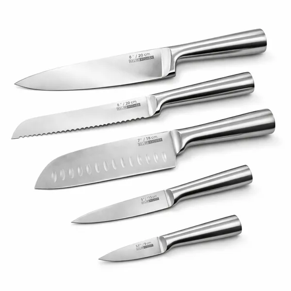 Kit 5 Facas De Cozinha Profissional Aço Inox Conjunto Completo Para Cozinhar