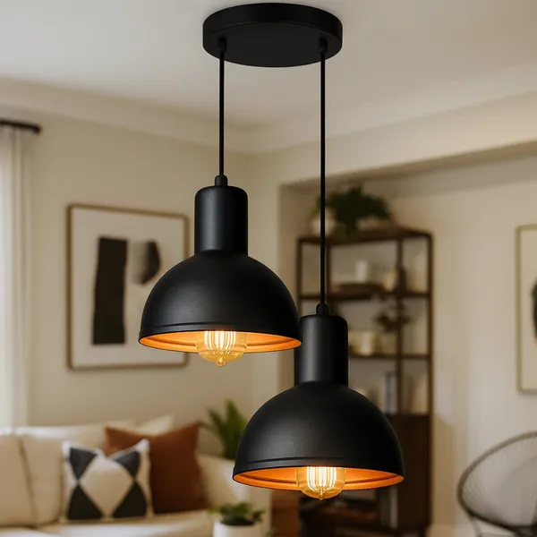 Luminária Lustre Pendente Joana Dupla De Teto Para Quarto Sala Cozinha Moderna Alumínio