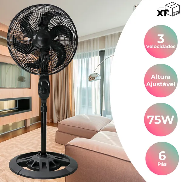 Ventilador De Coluna De Chão Turbo Vento Forte 3 Velocidades 110v/220v