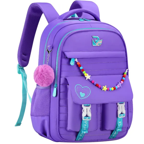 Mochila Escolar Feminina Pompom Impermeável Reforçada para Notebook