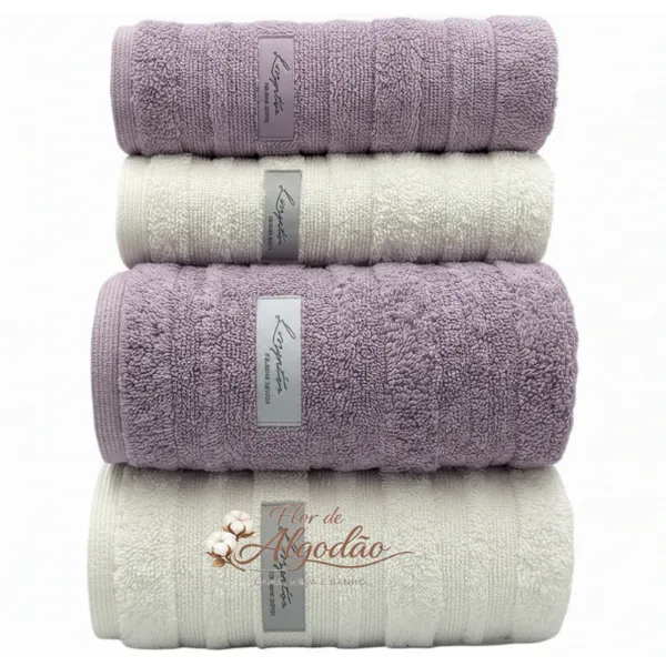 Kit/Jogo 2 Toalhas de Banho e 2 Toalhas de Rosto Grande Super Luxo Volume Extra 100% Algodão Macia Alta Absorção