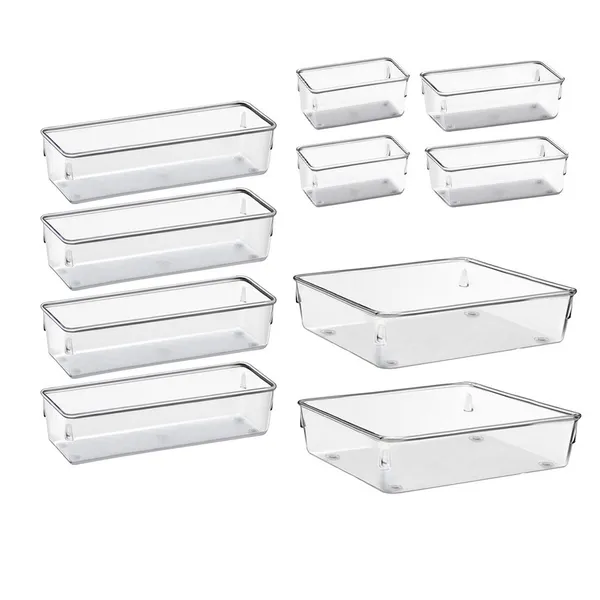 Kit 10 Organizador Multiuso Modular Gavetas Acrilico Cristal Rebirth