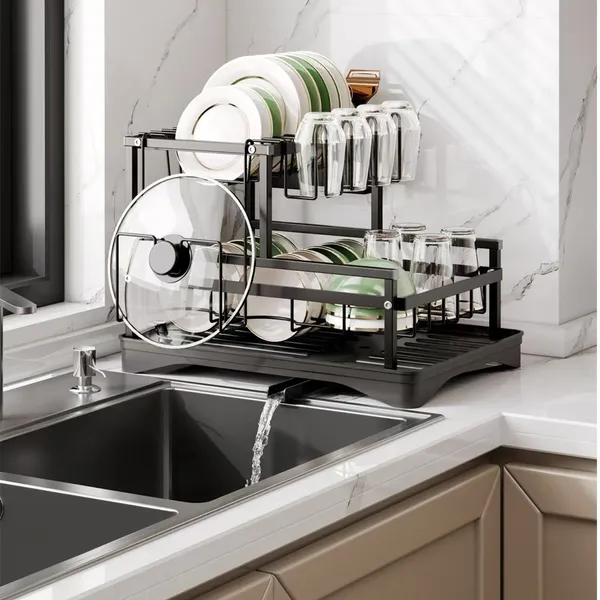 Escorredor de Louças Rack Aço Carbono Organizador Preto