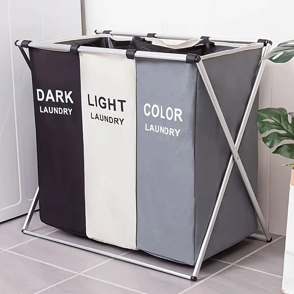 Cesto Roupa Suja cesto de roupa suja moderno Dobravel 3 Compartimentos Organizador Grande