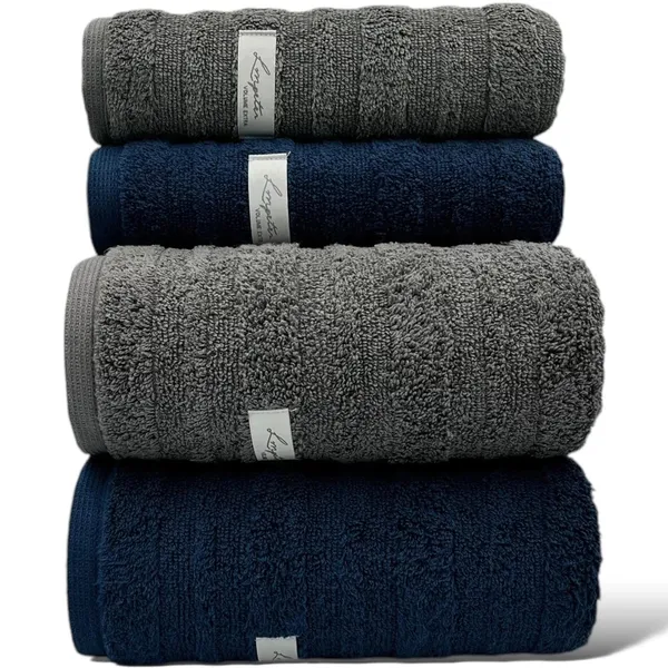 Jogo de 4 Toalhas de Banho e Rosto Super Grossa Macia 100% Algodão Gramatura 600g Volume Extra