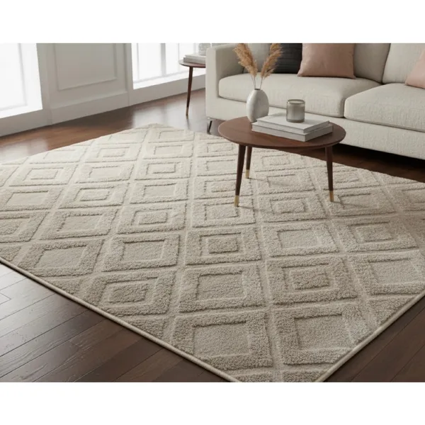 Tapete Sala sem pelo geométrico pelo baixo 2,00x1,40 facil de limparr