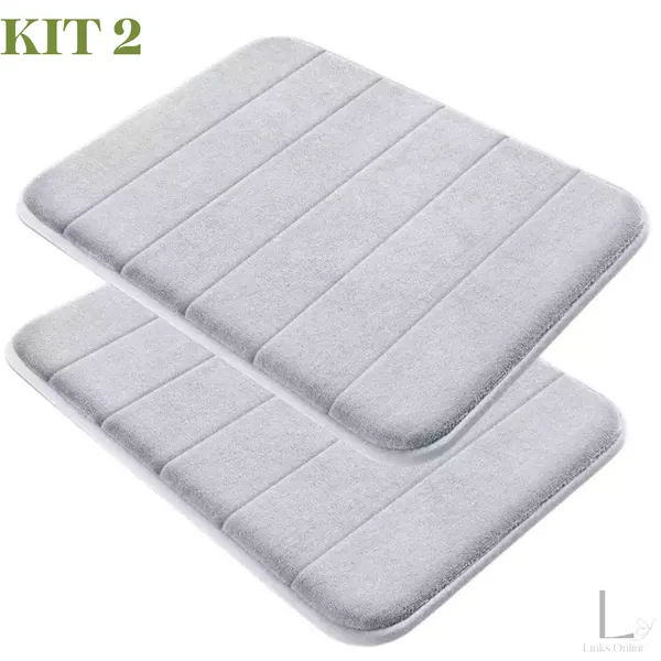 Kit 2  Tapete De Banheiro Soft Macio Secagem Rápida 60x40cm