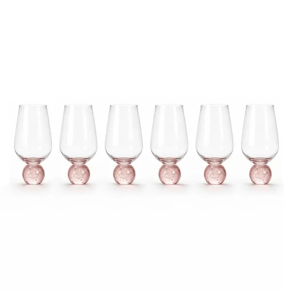 Kit com 6 taças de vidro esfera rosé bubble glass 550 ml