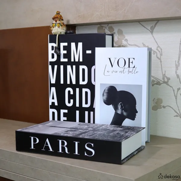 Livro Decorativo Fake Kit 3 Caixa Organizadora Porta Objetos Conjunto Modelo Paris