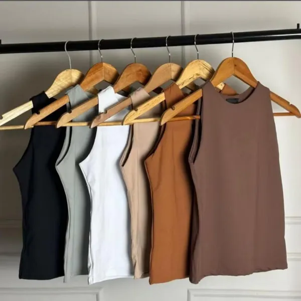 KIT 3 Regatas Blusa Feminina Suplex Duplo Básica Lisa Blogueira Tendencia