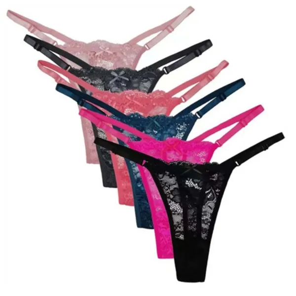 Kit 10 Calcinhas FIO DENTAL Feminina Sexy de Renda Sensual com Regulagem Tanga Lingerie