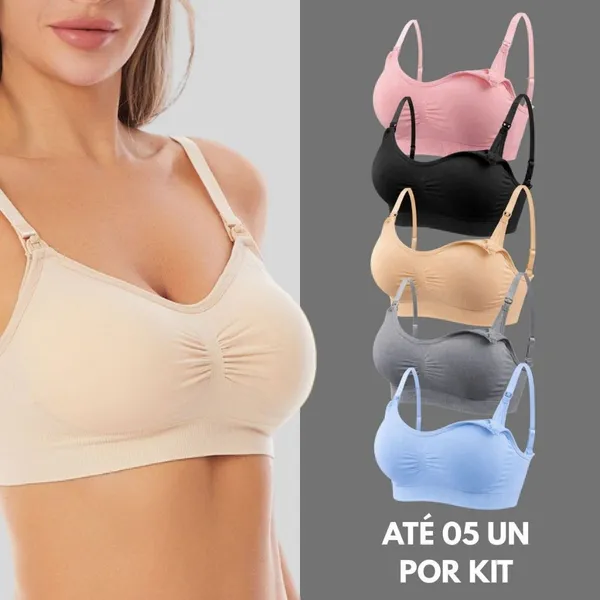 KIT 5/4/3/2 Reforçado Sutiã Amamentação Sem Aro Bojo Removível Confortável P/ Gestante Pós Parto