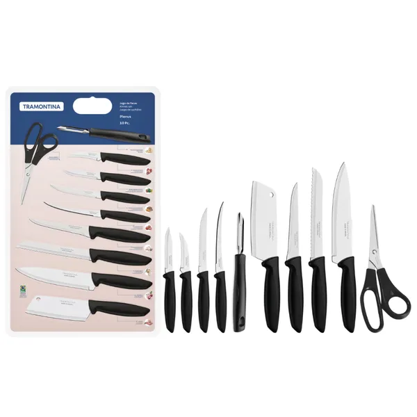 Jogo de facas Tramontina Plenus Com 10 peças Facas Para Churrasco Faqueiro