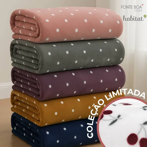 Manta Cobertor Microfibra Casal Queen King Quentinha Antialérgico Poá Habitat