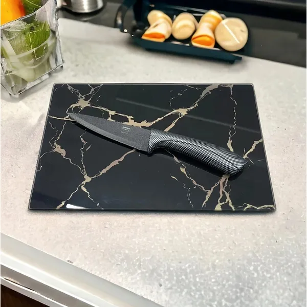 Tábua De Vidro Temperado P/Corte Carnes Queijos Legumes