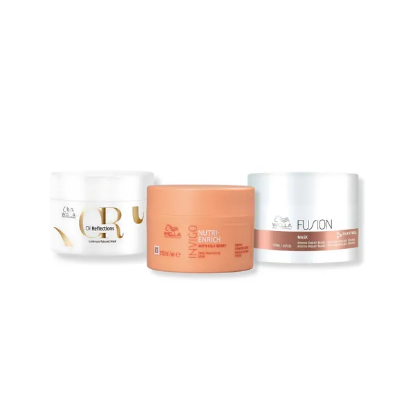 Kit Wella Cronograma (Máscara Enrich 150g, Máscara Oil Reflections 150g e Máscara Fusion 150g)